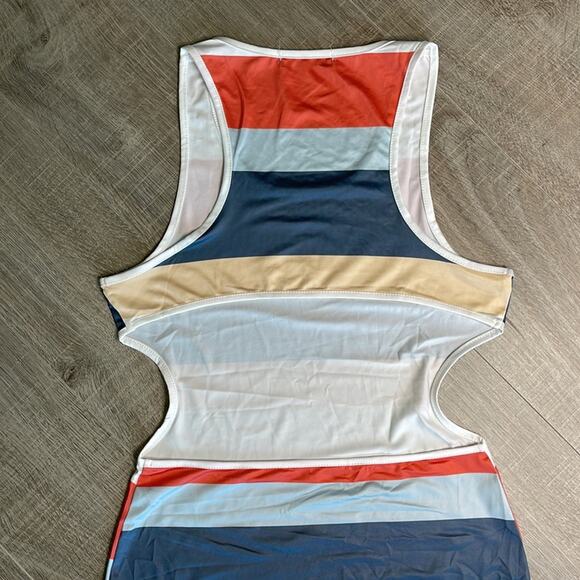 CHICME Striped Sleeveless Open Back Bodycon Tank Top Dress Women’s - Picture 7 of 8